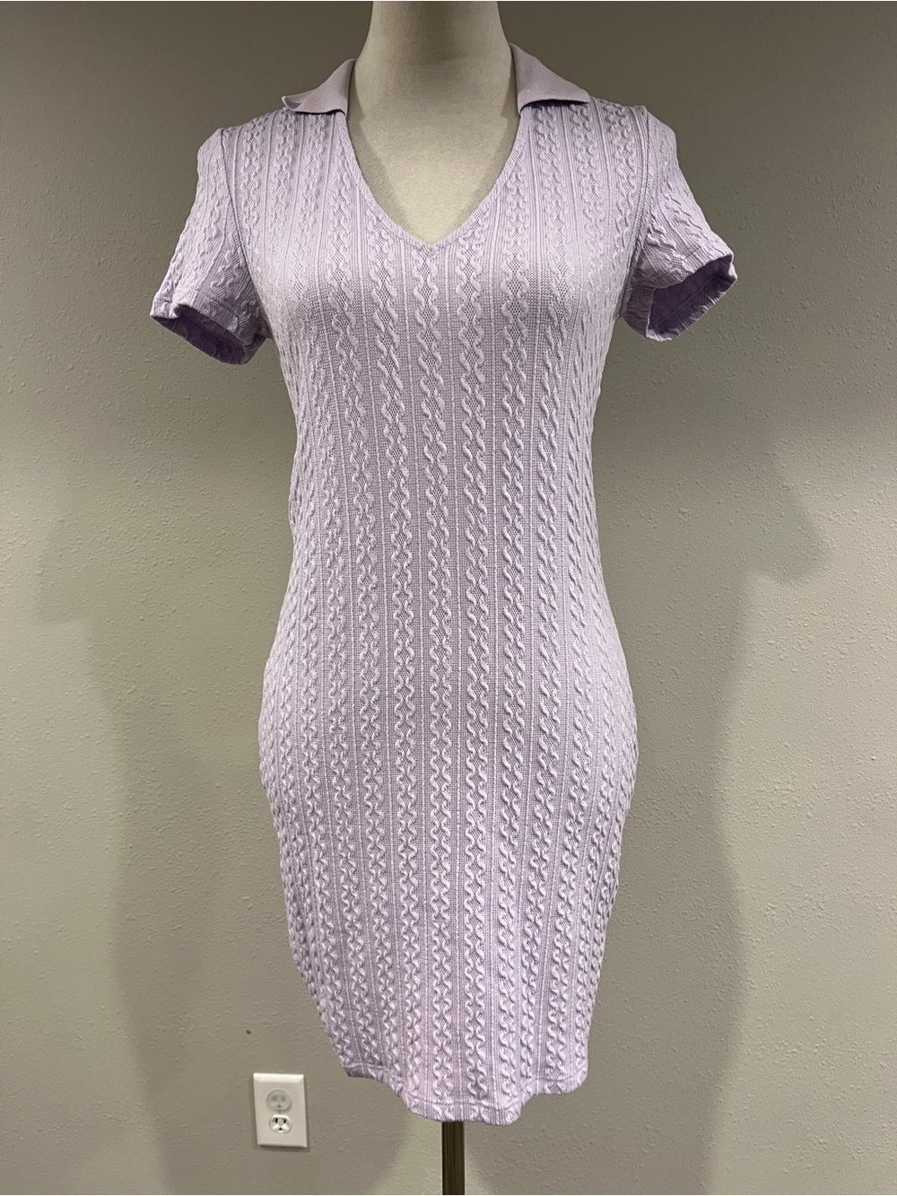 Divided Lilac Knit Polo short sleeves V-Neck Dress size medium